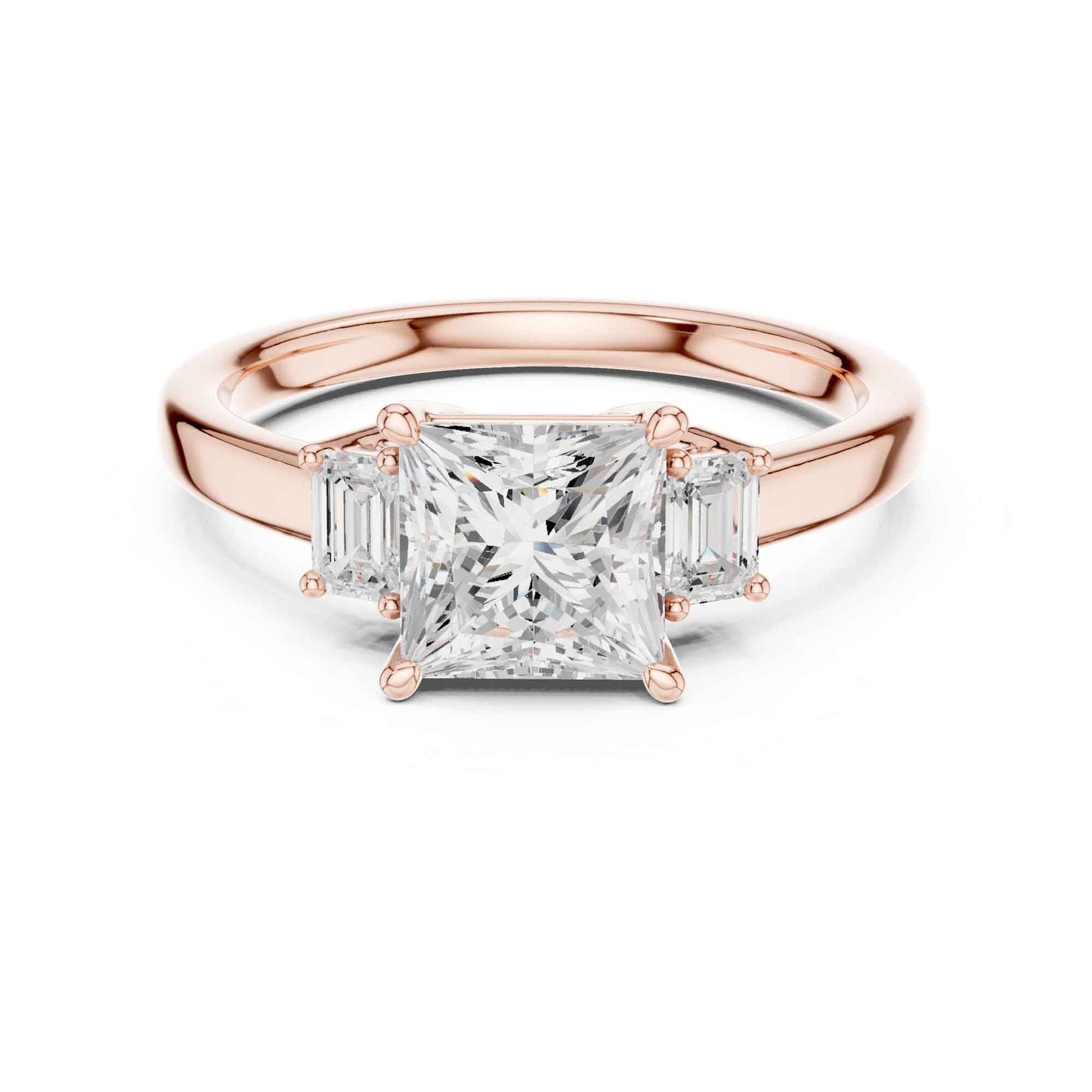 1.5 Carat  Princess Cut Lab Grown Diamond Three Stone Engagement Ring