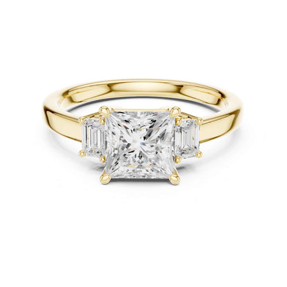 1.5 Carat  Princess Cut Lab Grown Diamond Three Stone Engagement Ring