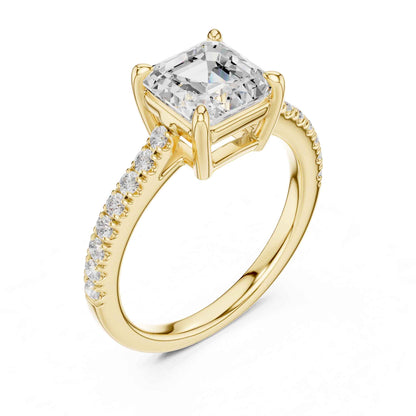 2 Carat Asscher Cut Lab Grown Diamond Pavé Engagement Ring