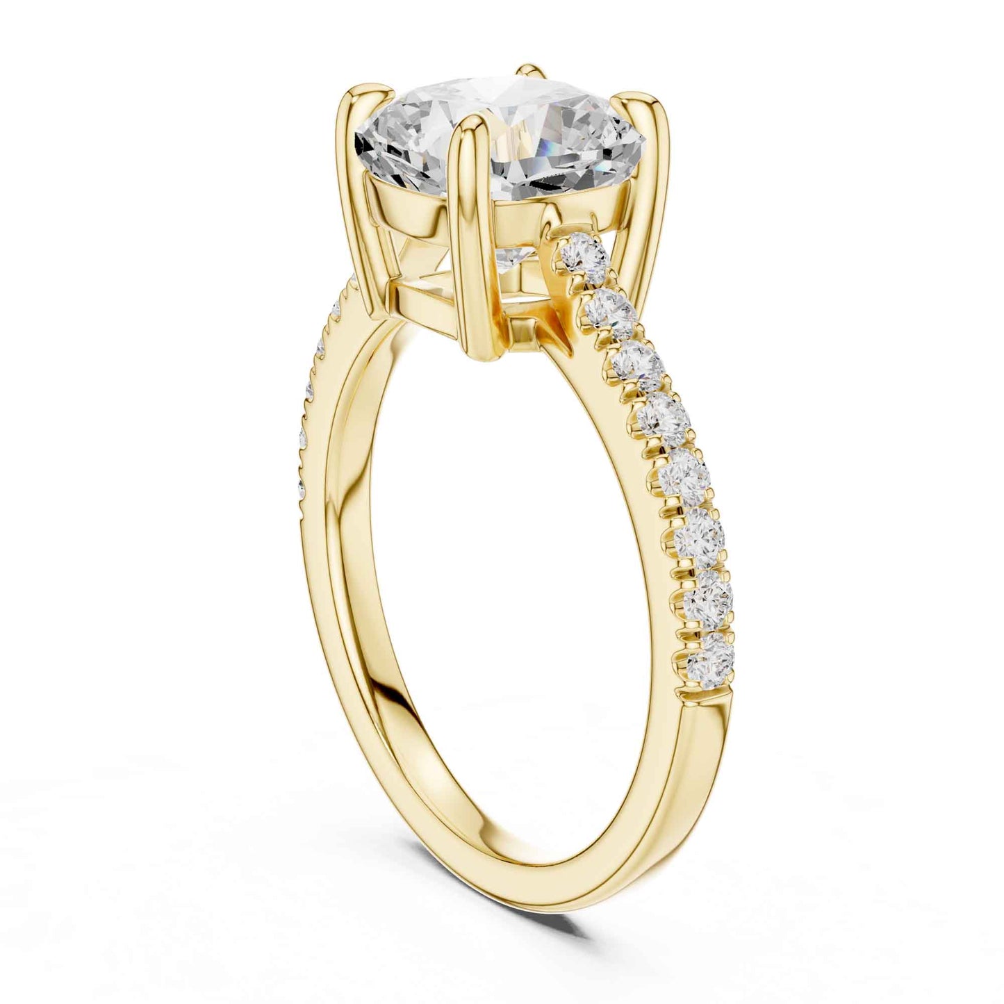 2 Carat Cushion Cut Lab Grown Diamond Pavé Engagement Ring