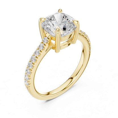2 Carat Cushion Cut Lab Grown Diamond Pavé Engagement Ring