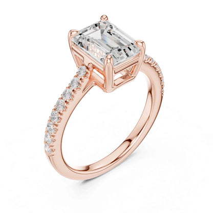 2 Carat Emerald Cut Lab Grown Diamond Pavé Engagement Ring