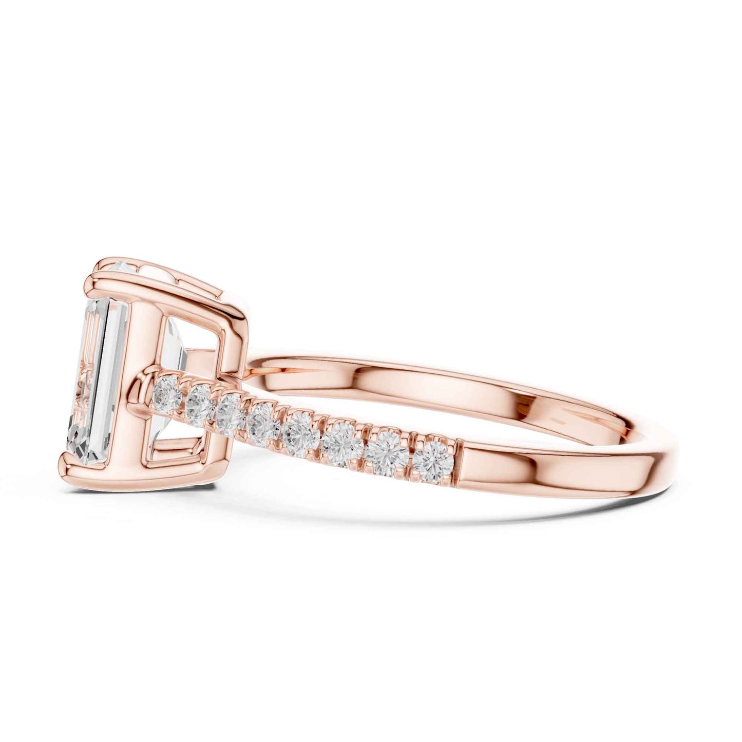 2 Carat Emerald Cut Lab Grown Diamond Pavé Engagement Ring