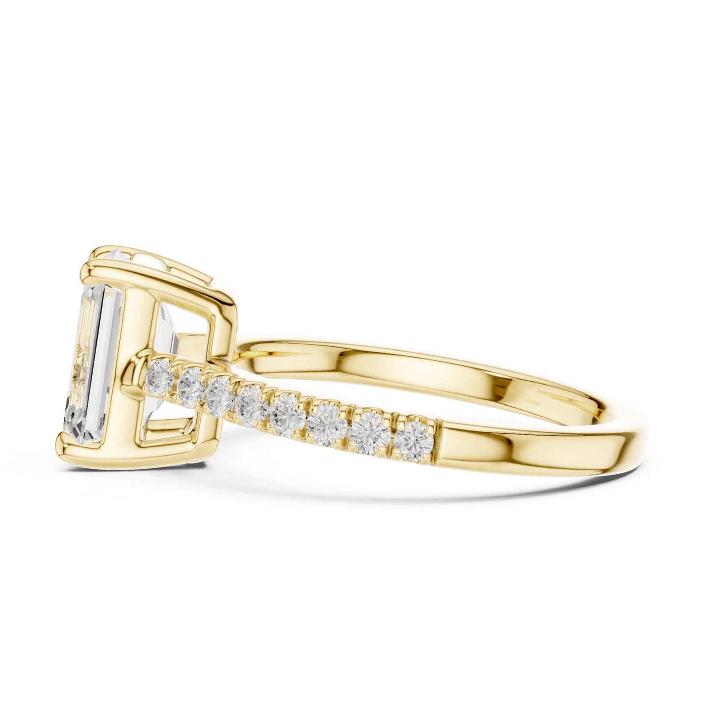 2 Carat Emerald Cut Lab Grown Diamond Pavé Engagement Ring