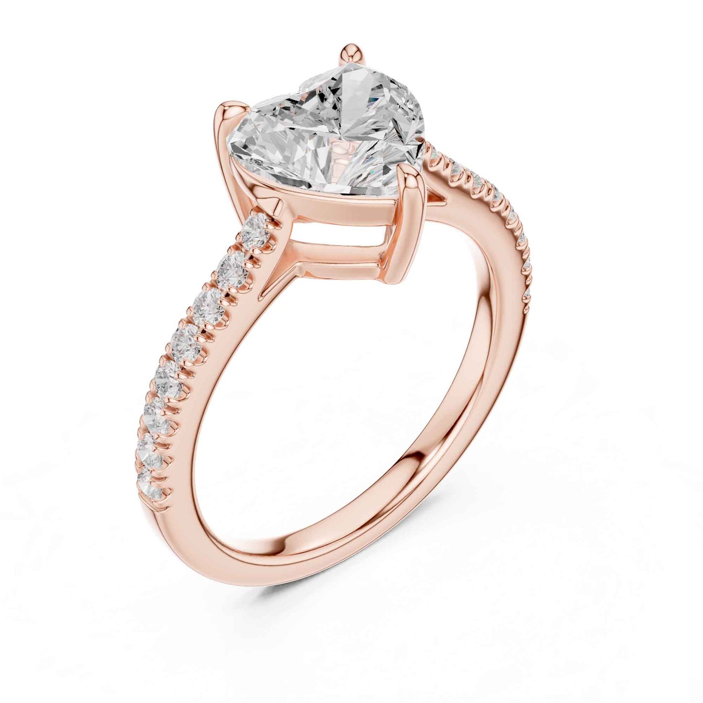 2 Carat Heart Shaped Lab Grown Diamond Pavé Engagement Ring