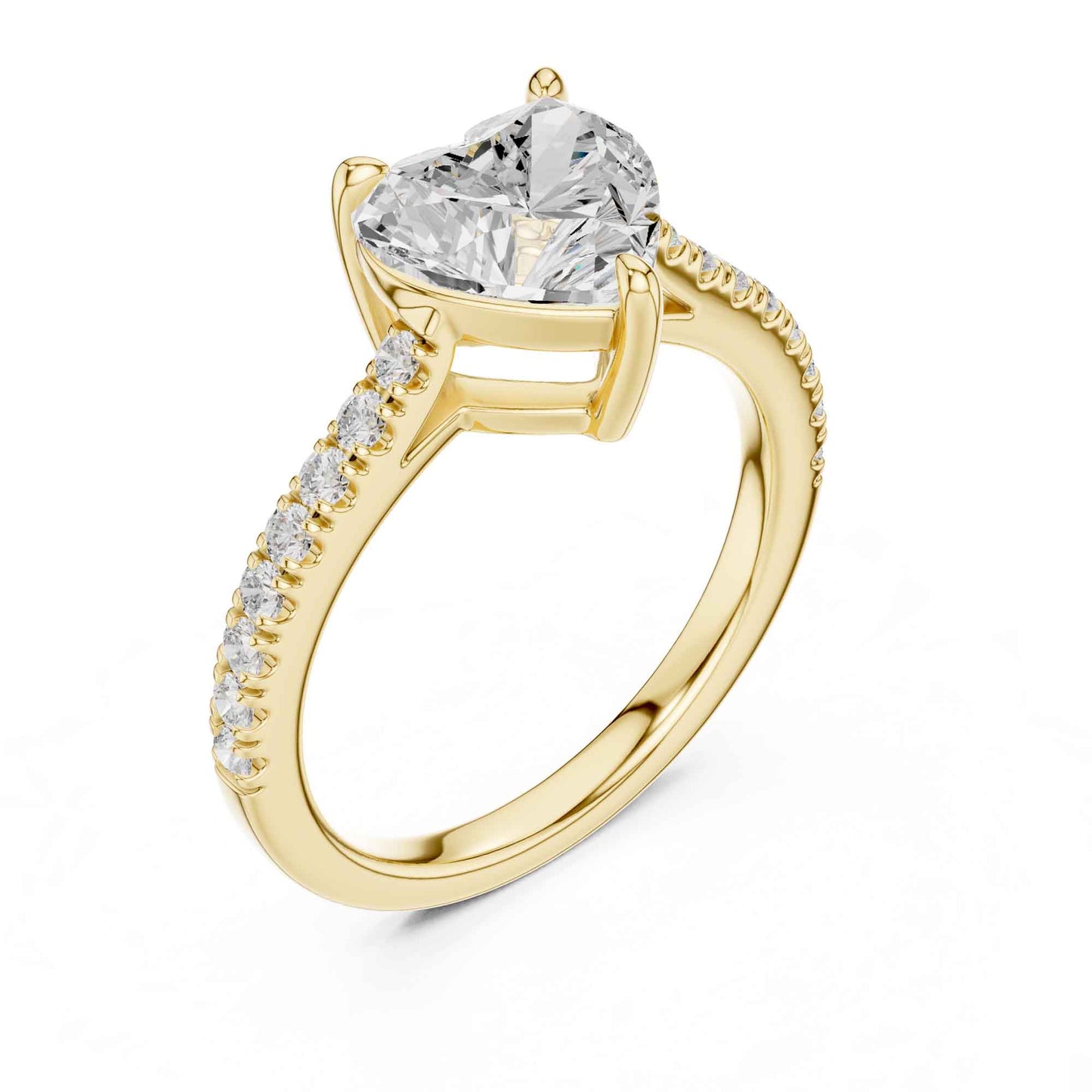 2 Carat Heart Shaped Lab Grown Diamond Pavé Engagement Ring