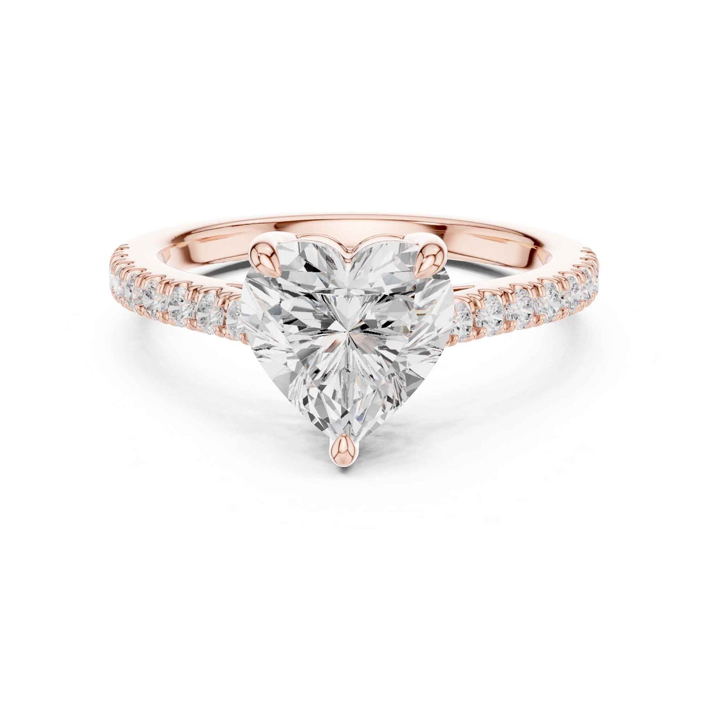 2 Carat Heart Shaped Lab Grown Diamond Pavé Engagement Ring