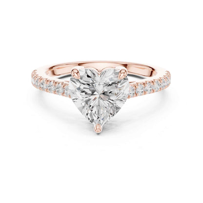 2 Carat Heart Shaped Lab Grown Diamond Pavé Engagement Ring
