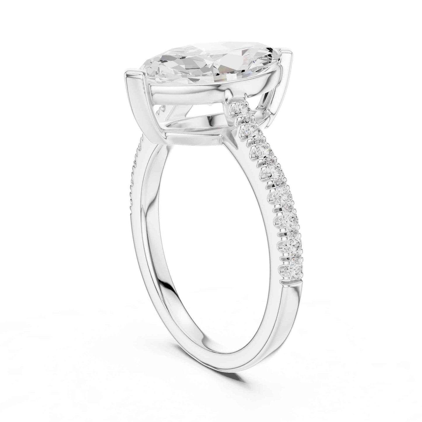 2 Carat Marquise Lab Grown Diamond Pavé Engagement Ring