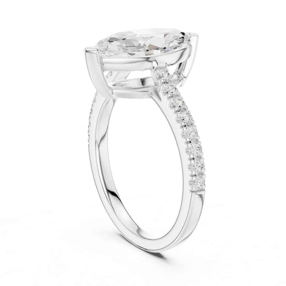 2 Carat Marquise Lab Grown Diamond Pavé Engagement Ring