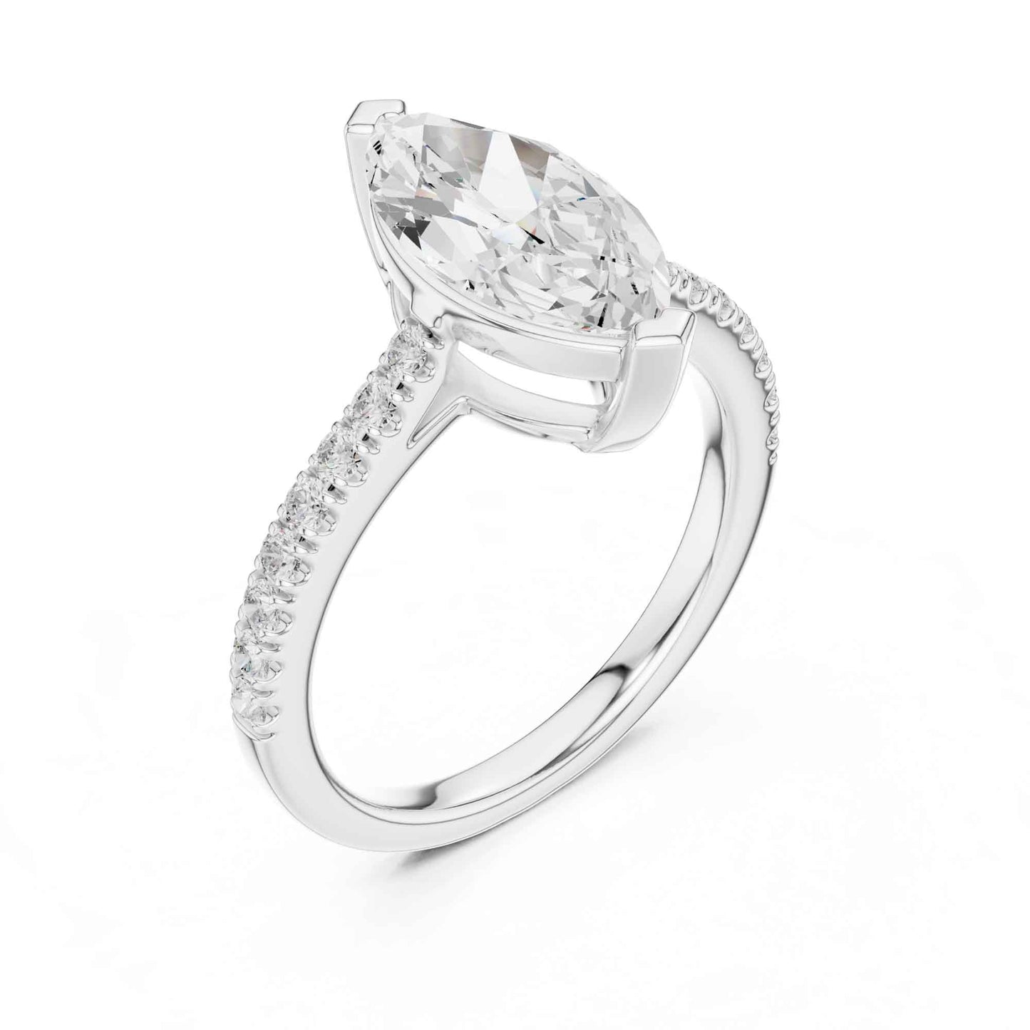 2 Carat Marquise Lab Grown Diamond Pavé Engagement Ring