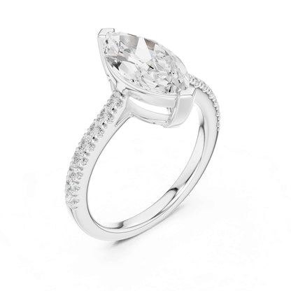 2 Carat Marquise Lab Grown Diamond Pavé Engagement Ring
