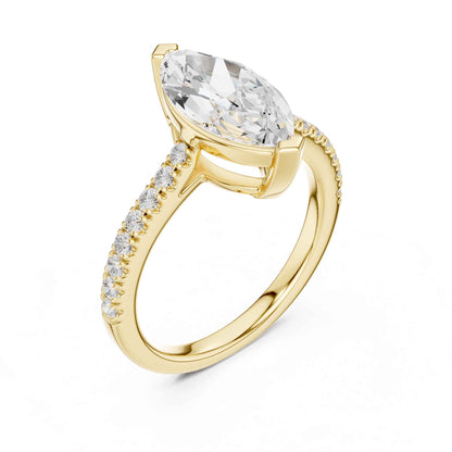 2 Carat Marquise Lab Grown Diamond Pavé Engagement Ring