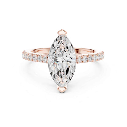 2 Carat Marquise Lab Grown Diamond Pavé Engagement Ring