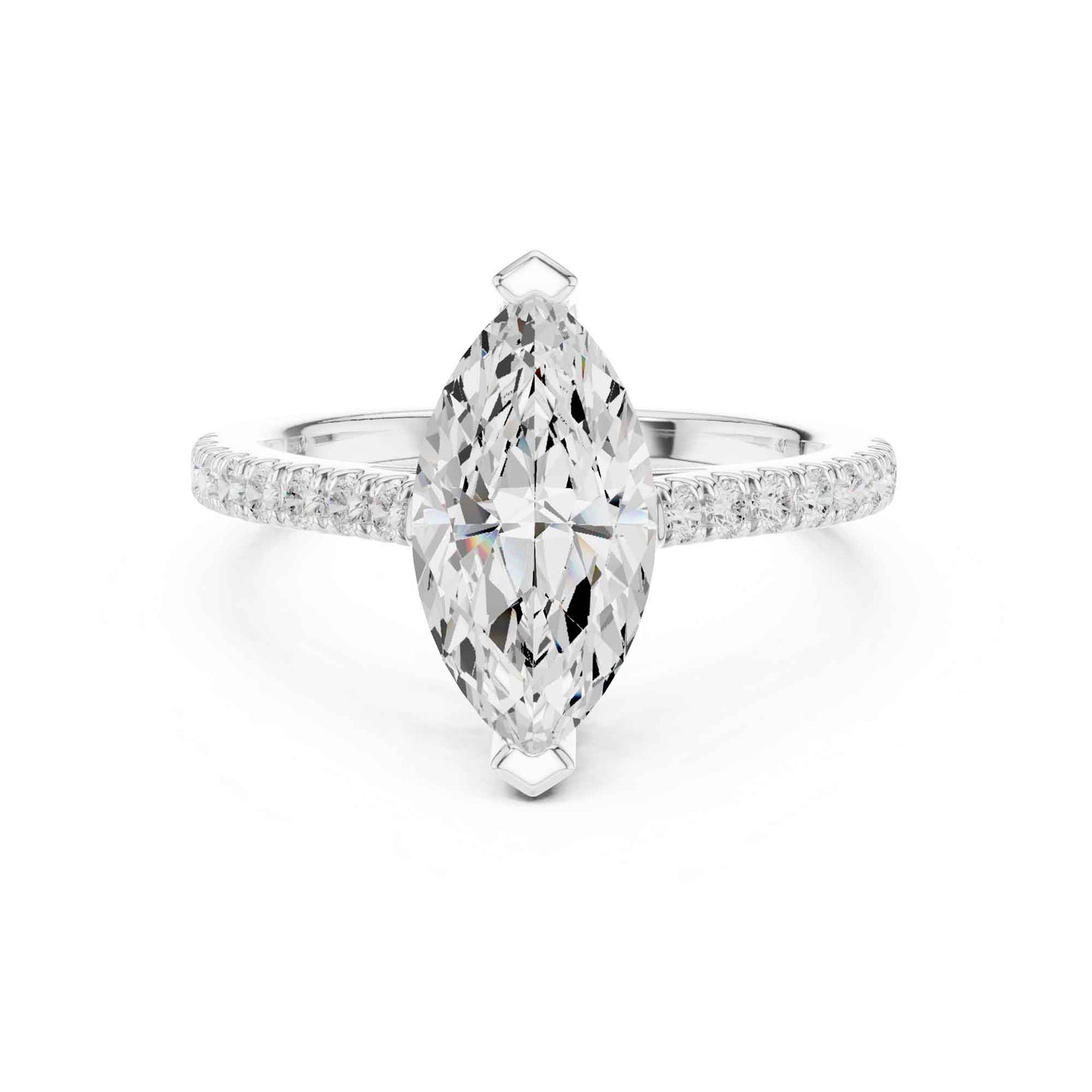 2 Carat Marquise Lab Grown Diamond Pavé Engagement Ring