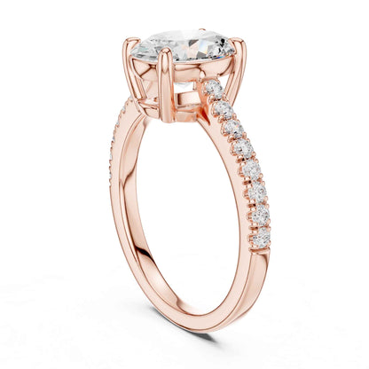 2 Carat Oval Lab Grown Diamond Pavé Engagement Ring