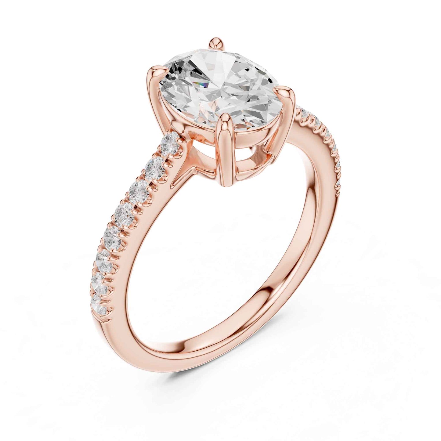 2 Carat Oval Lab Grown Diamond Pavé Engagement Ring