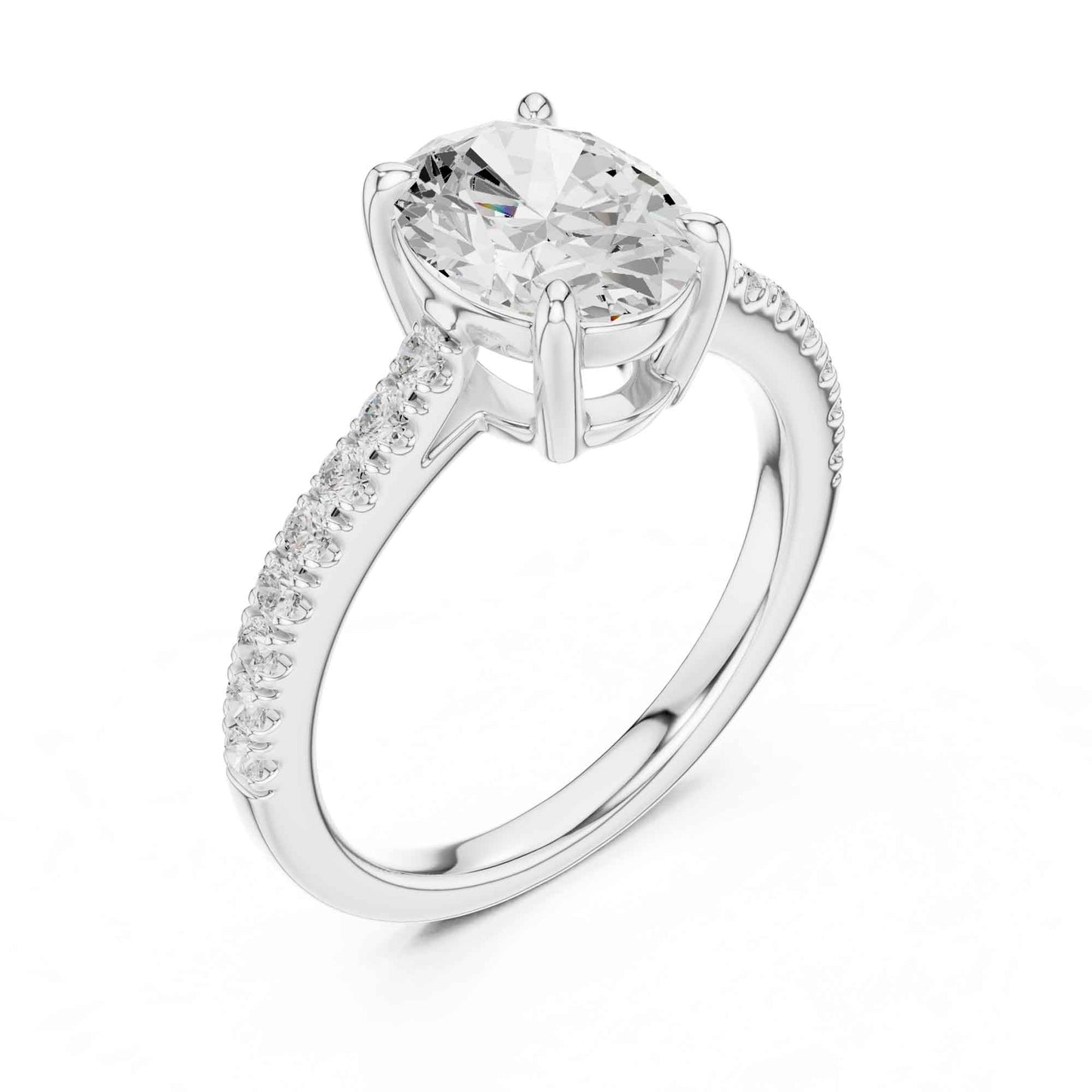 2 Carat Oval Lab Grown Diamond Pavé Engagement Ring