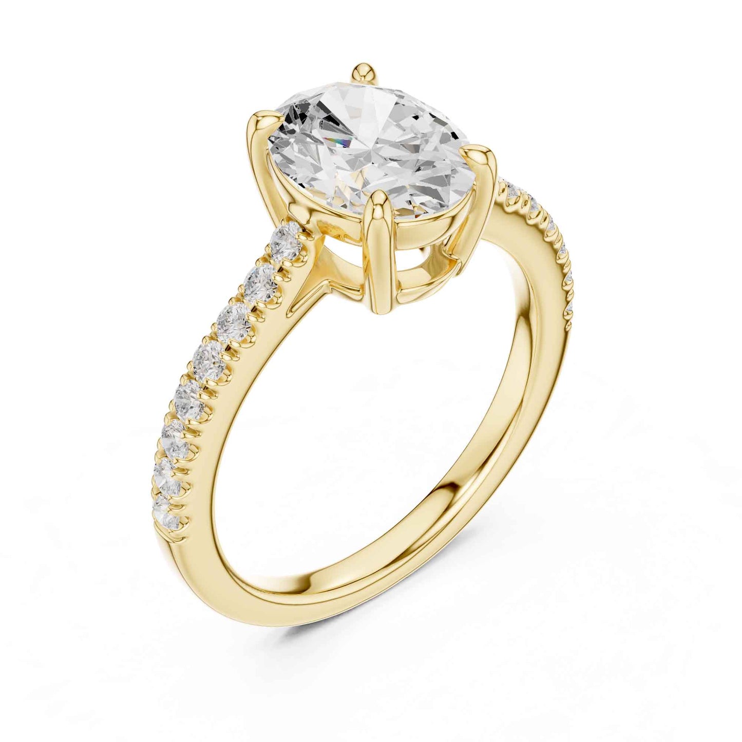 2 Carat Oval Lab Grown Diamond Pavé Engagement Ring