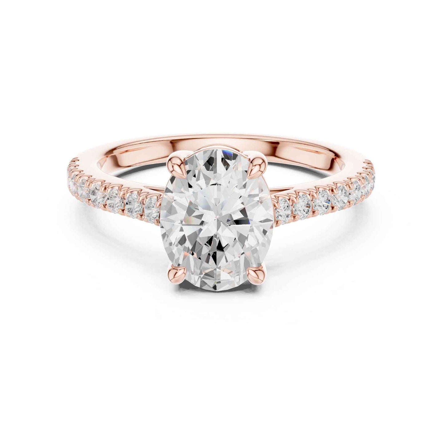 2 Carat Oval Lab Grown Diamond Pavé Engagement Ring