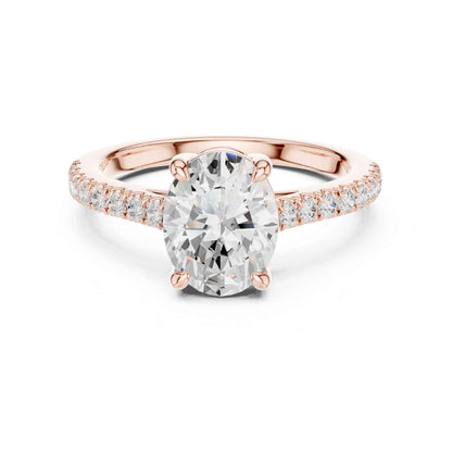 2 Carat Oval Lab Grown Diamond Pavé Engagement Ring