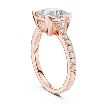 2 Carat Princess Cut Lab Grown Diamond Pavé Ring