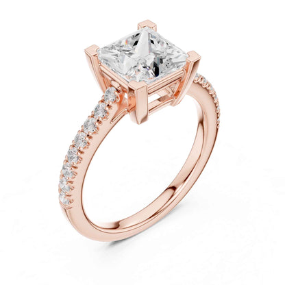 2 Carat Princess Cut Lab Grown Diamond Pavé Ring