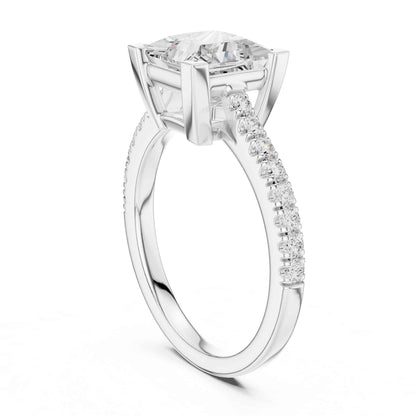 2 Carat Princess Cut Lab Grown Diamond Pavé Ring
