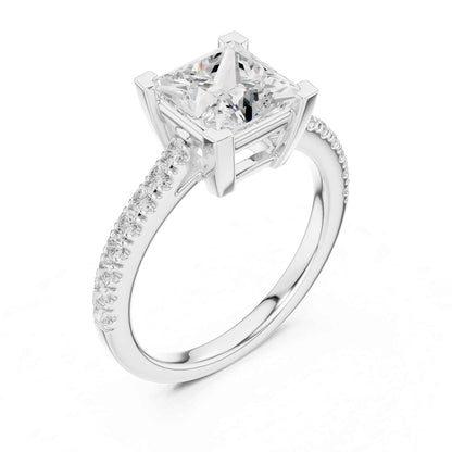 2 Carat Princess Cut Lab Grown Diamond Pavé Ring