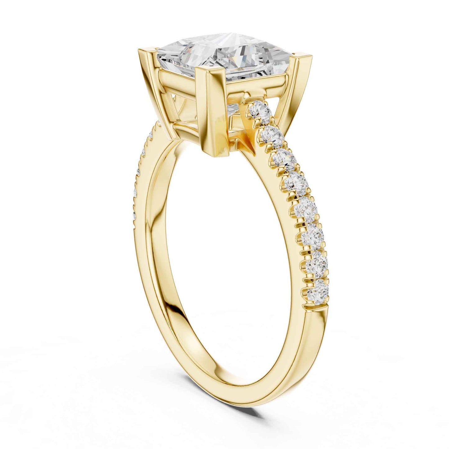 2 Carat Princess Cut Lab Grown Diamond Pavé Ring