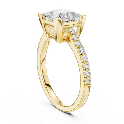 2 Carat Princess Cut Lab Grown Diamond Pavé Ring