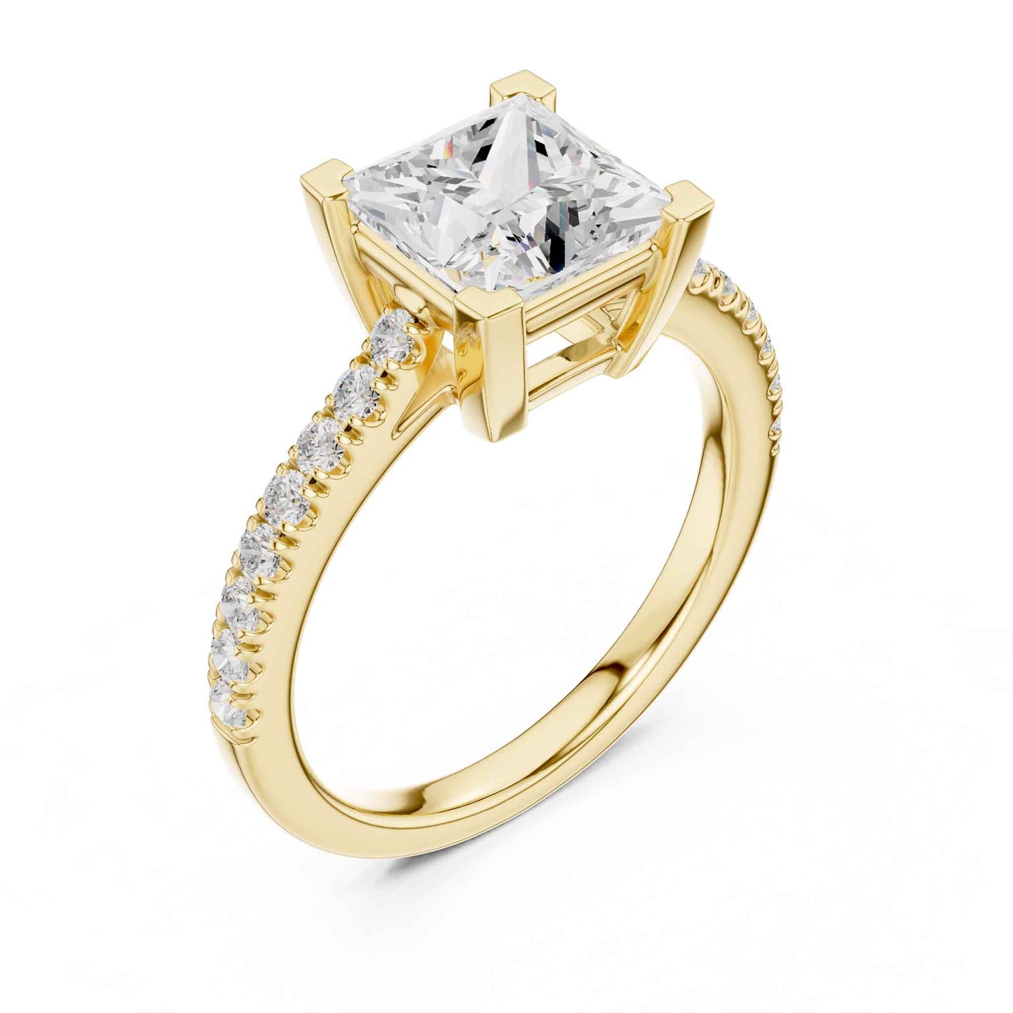 2 Carat Princess Cut Lab Grown Diamond Pavé Ring