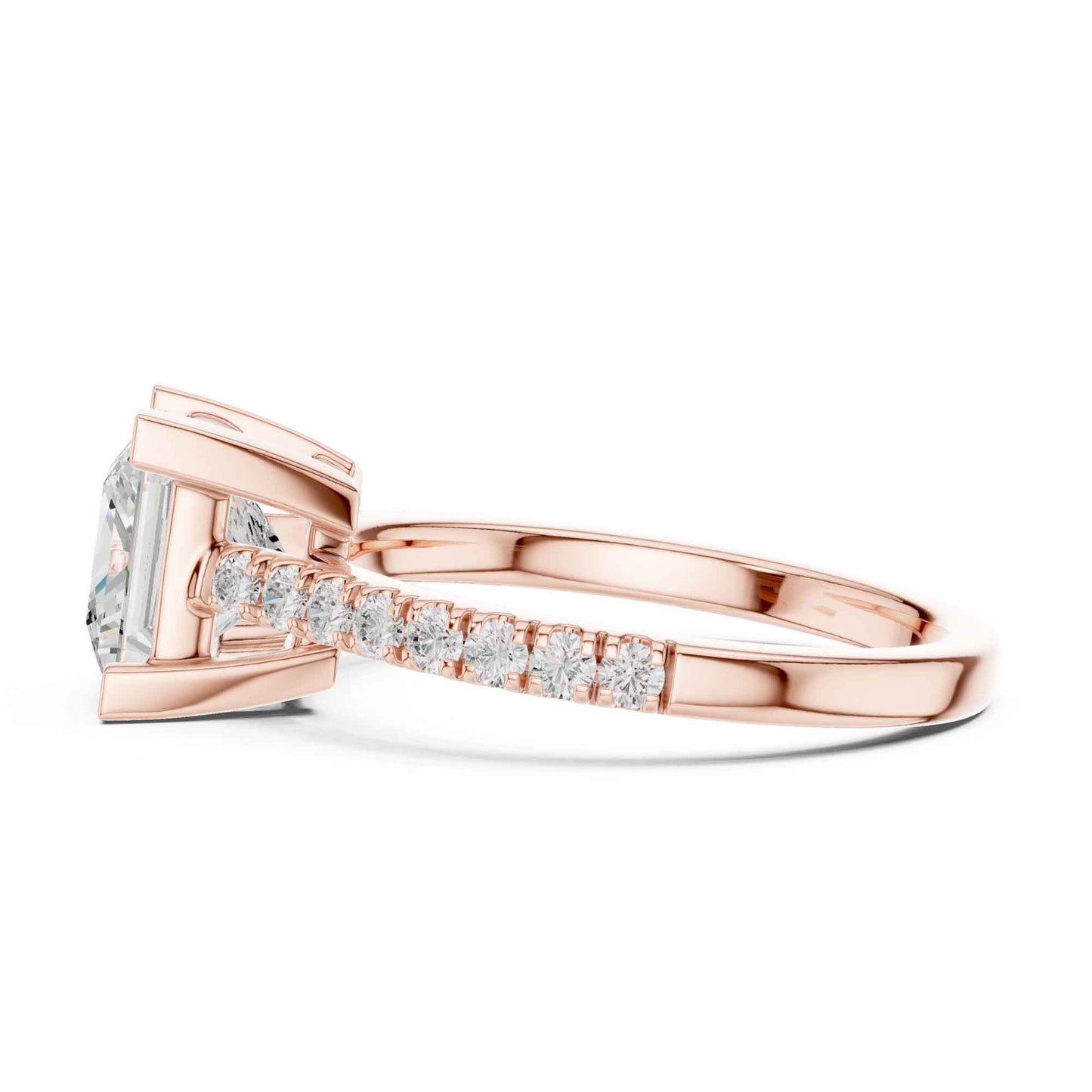 2 Carat Princess Cut Lab Grown Diamond Pavé Ring