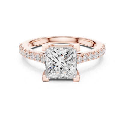 2 Carat Princess Cut Lab Grown Diamond Pavé Ring