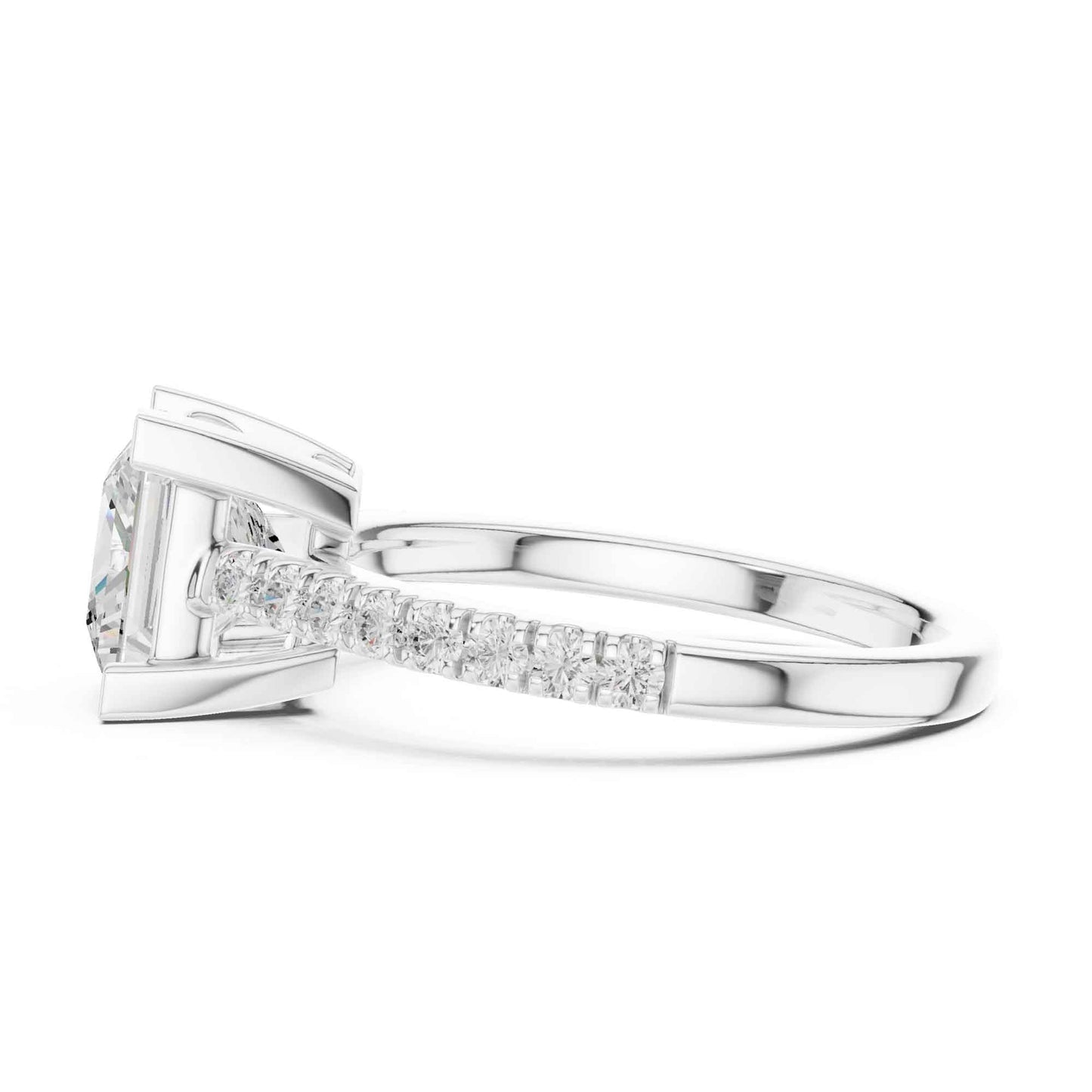 2 Carat Princess Cut Lab Grown Diamond Pavé Ring