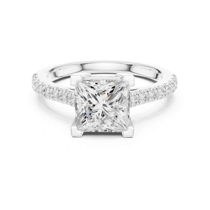 2 Carat Princess Cut Lab Grown Diamond Pavé Ring