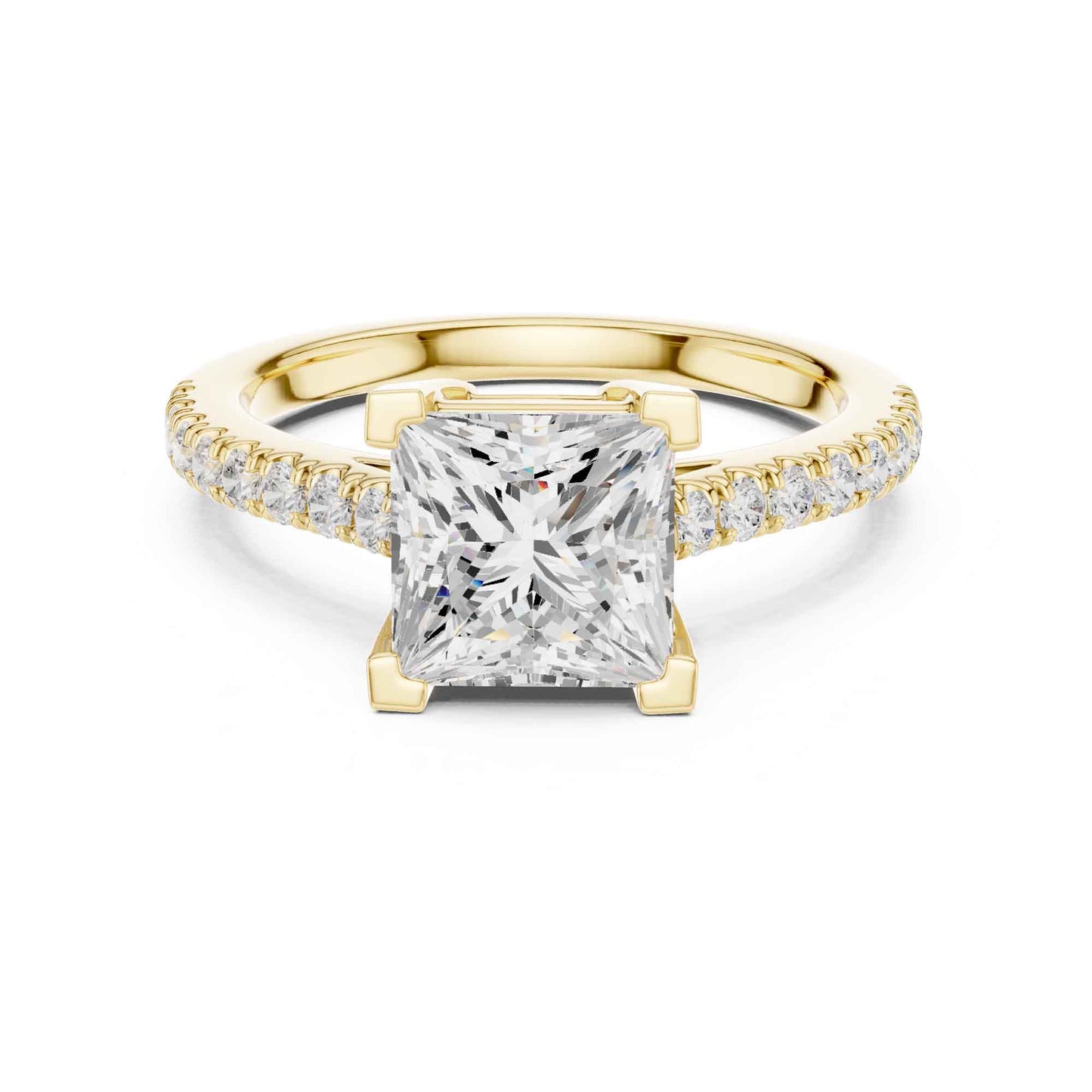 2 Carat Princess Cut Lab Grown Diamond Pavé Ring
