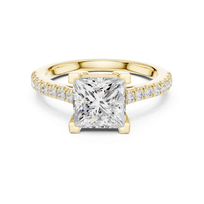 2 Carat Princess Cut Lab Grown Diamond Pavé Ring