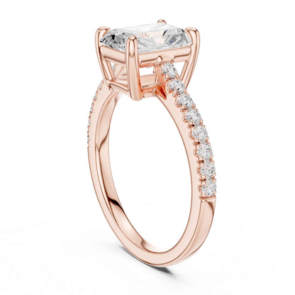 2 Carat Radiant Cut Lab Grown Diamond Pavé Ring