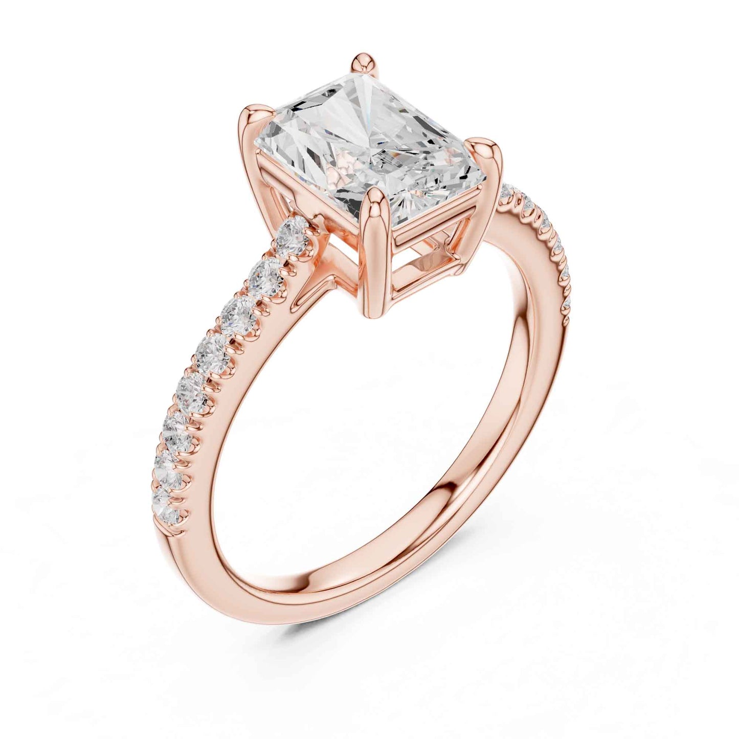 2 Carat Radiant Cut Lab Grown Diamond Pavé Ring