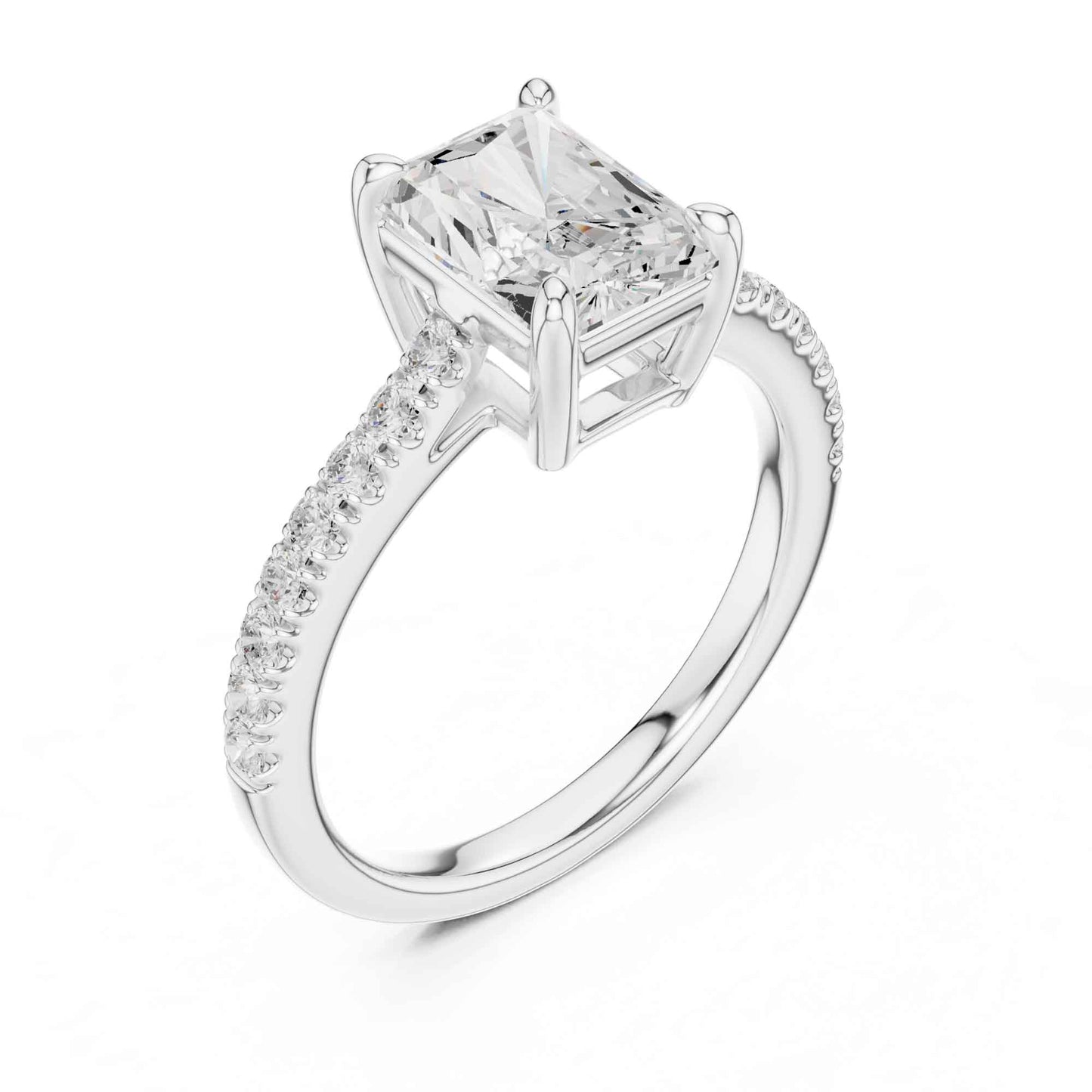 2 Carat Radiant Cut Lab Grown Diamond Pavé Ring