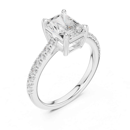 2 Carat Radiant Cut Lab Grown Diamond Pavé Ring