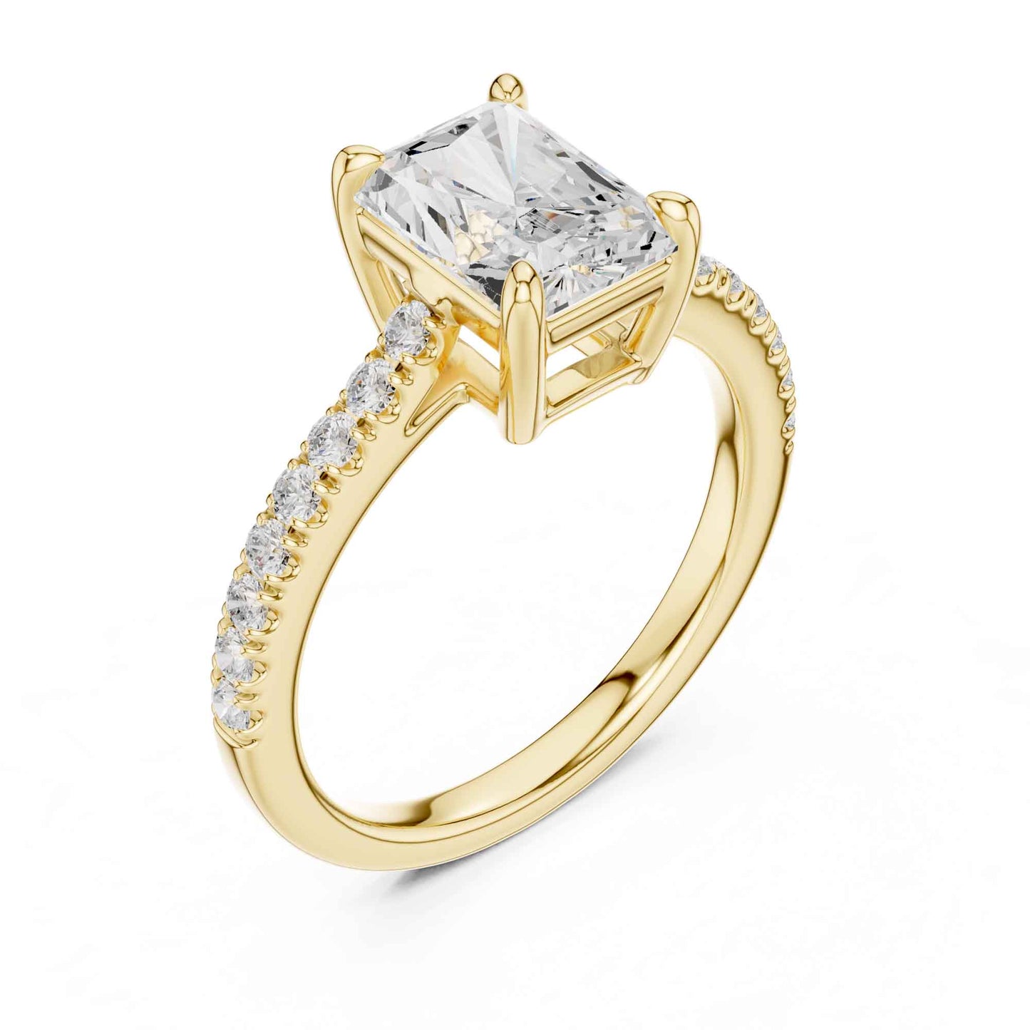 2 Carat Radiant Cut Lab Grown Diamond Pavé Ring