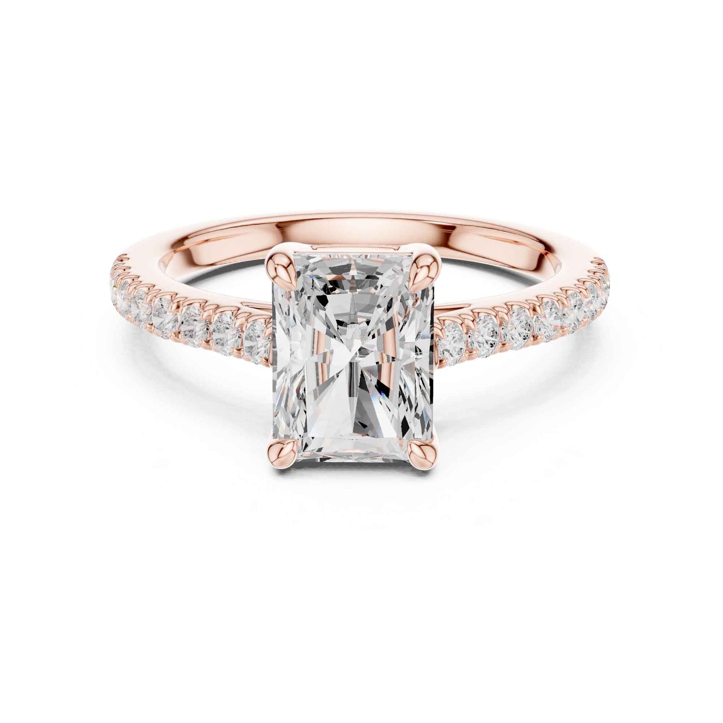 2 Carat Radiant Cut Lab Grown Diamond Pavé Ring