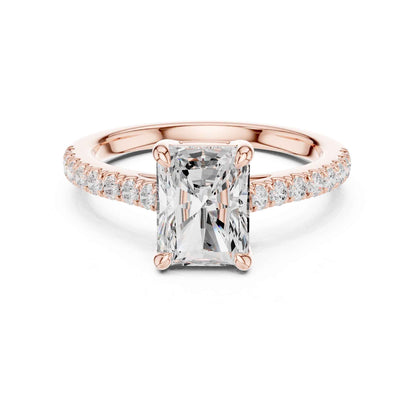 2 Carat Radiant Cut Lab Grown Diamond Pavé Ring