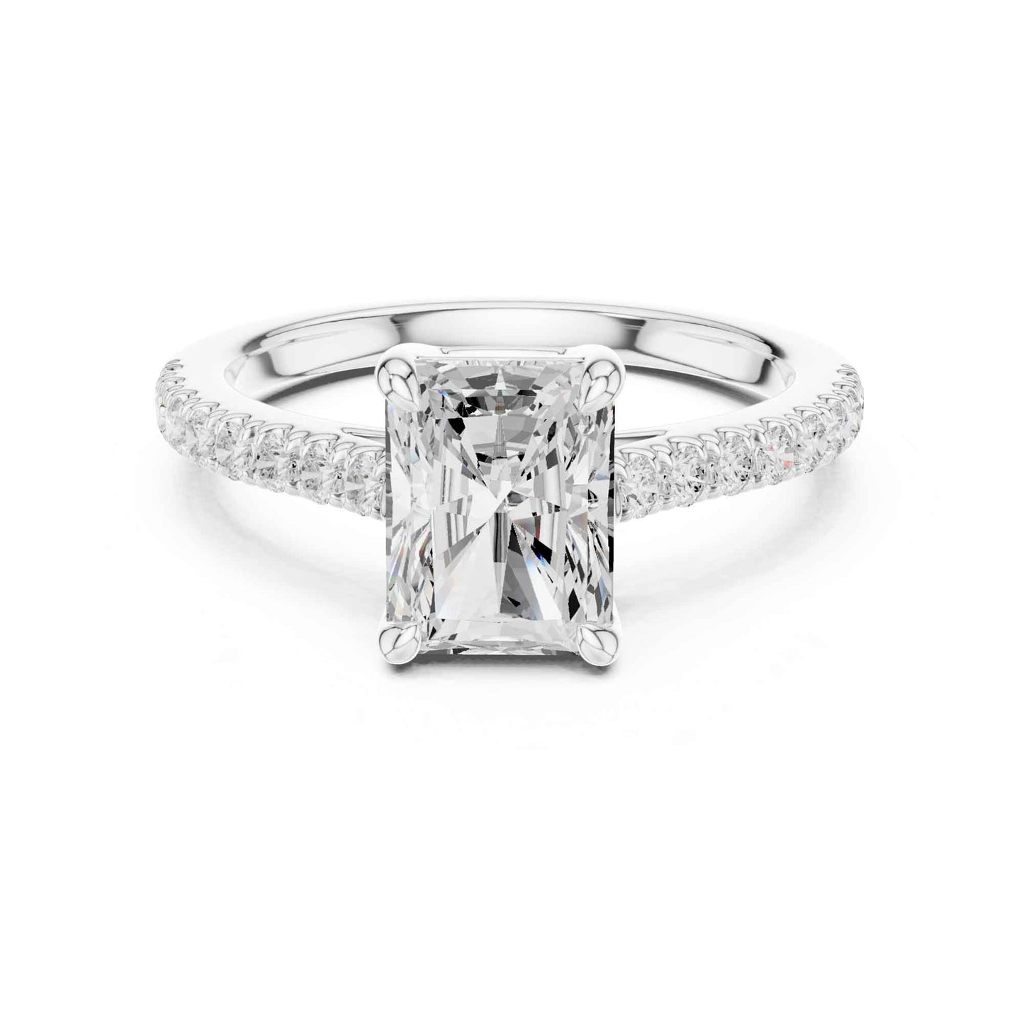 2 Carat Radiant Cut Lab Grown Diamond Pavé Ring