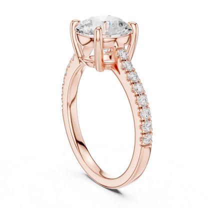2 Carat Round Lab Grown Diamond Pavé Engagement Ring