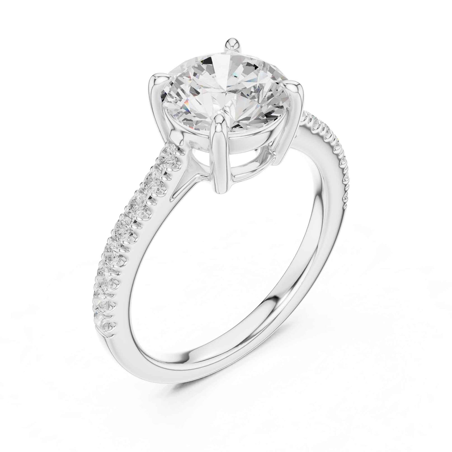 2 Carat Round Lab Grown Diamond Pavé Engagement Ring