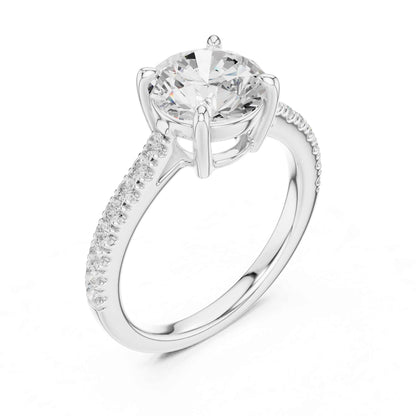2 Carat Round Lab Grown Diamond Pavé Engagement Ring