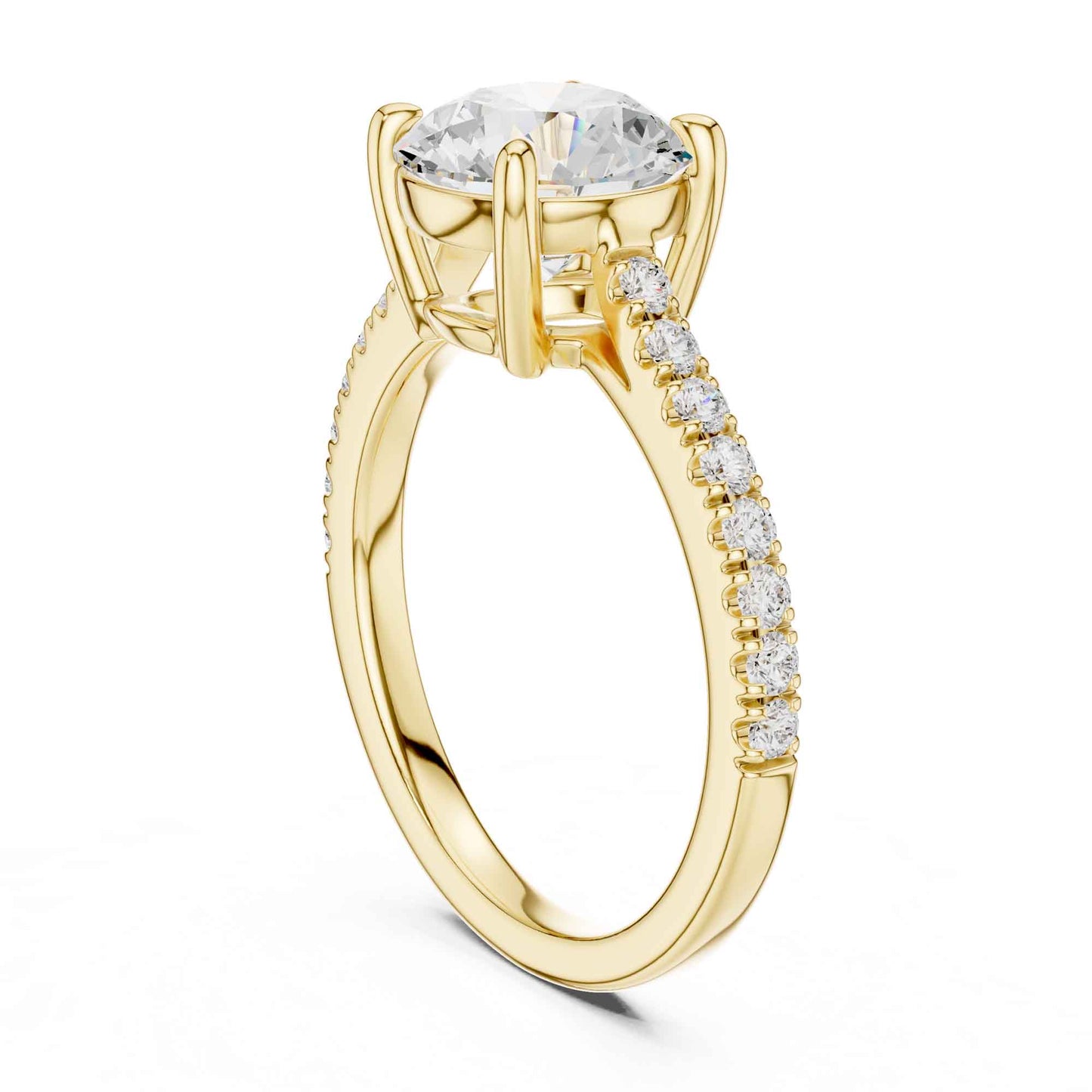 2 Carat Round Lab Grown Diamond Pavé Engagement Ring